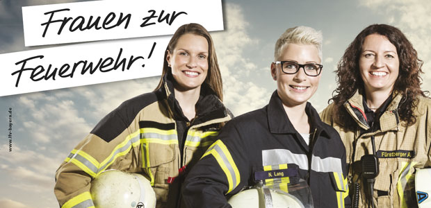 Ausschnitt Plakat 'Frauen zur Feuerwehr' - © LFV Bayern Ausschnitt Plakat 'Frauen zur Feuerwehr' - © LFV Bayern
